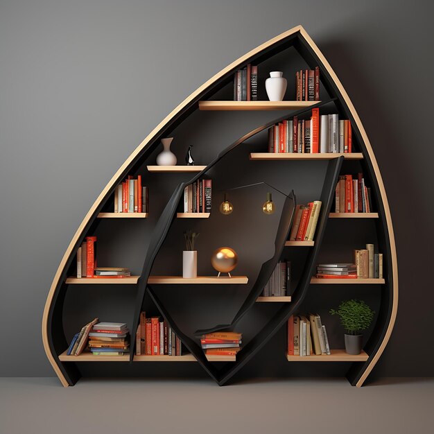 a shelf with books and a vase with a plant on it