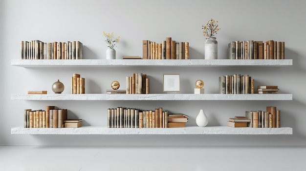 Photo a shelf with books and a vase with a vase with flowers on it