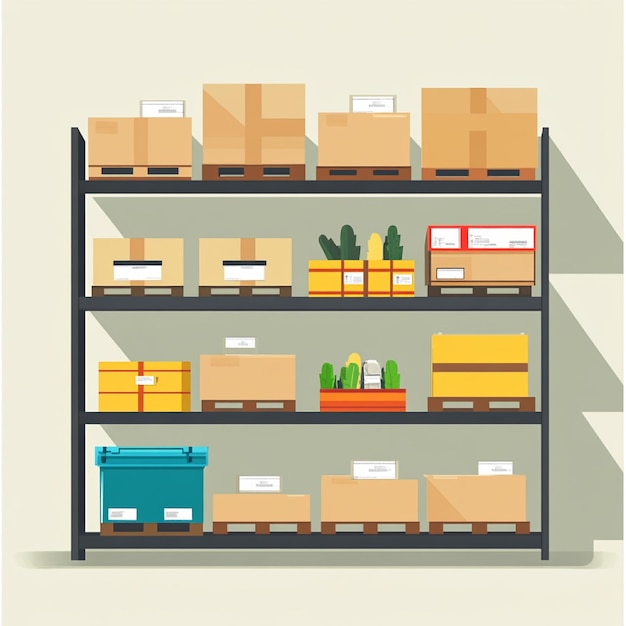 Photo a shelf with boxes of food and boxes on it