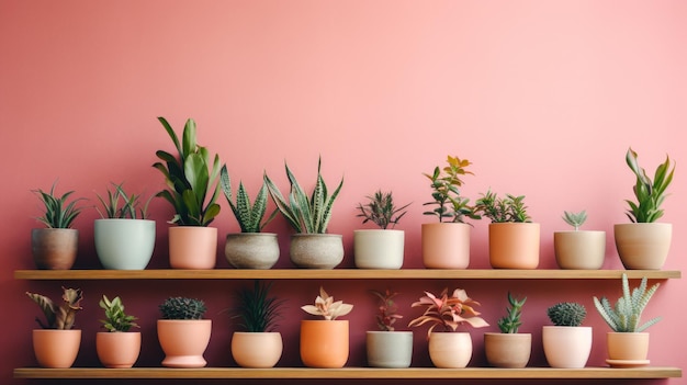 Photo a shelf with potted plants and flowers on it