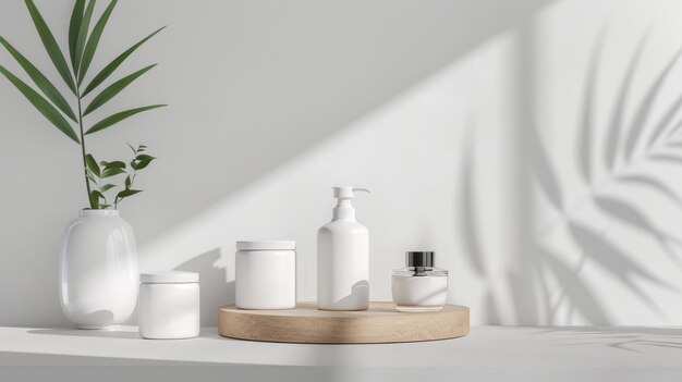 a shelf with various products on it including a bottle of lotion