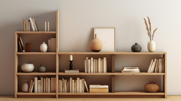 A shelf with a vase and a picture of a vase on it