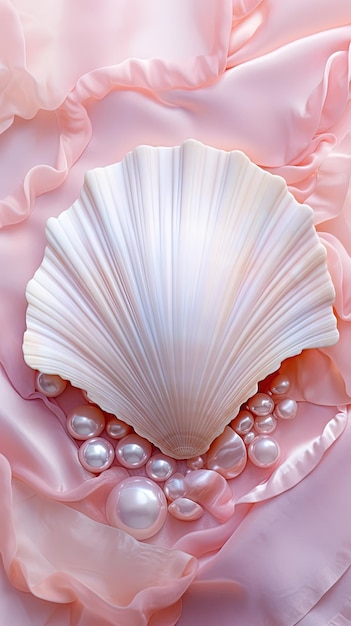 a shell with pearls on it is shown