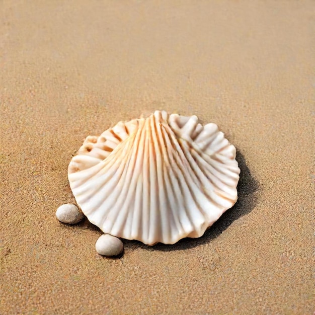 a shell with shells on the beach and a shell with shells