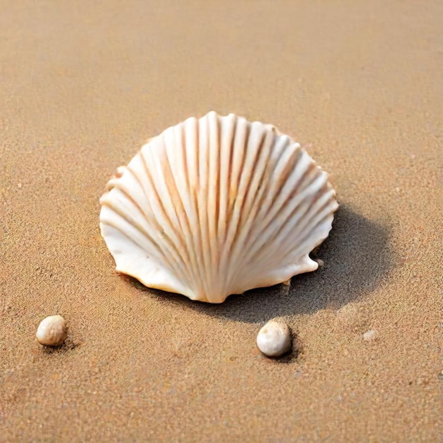 a shell with shells on the sand and the sea shells on the beach