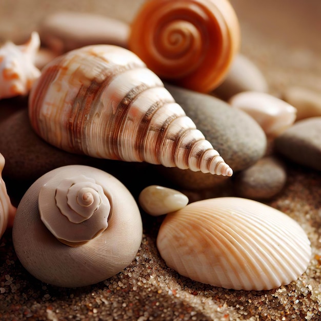 The shells on the beach are scattered all over the place