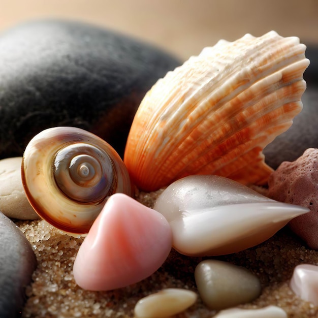 The shells on the beach are scattered all over the place