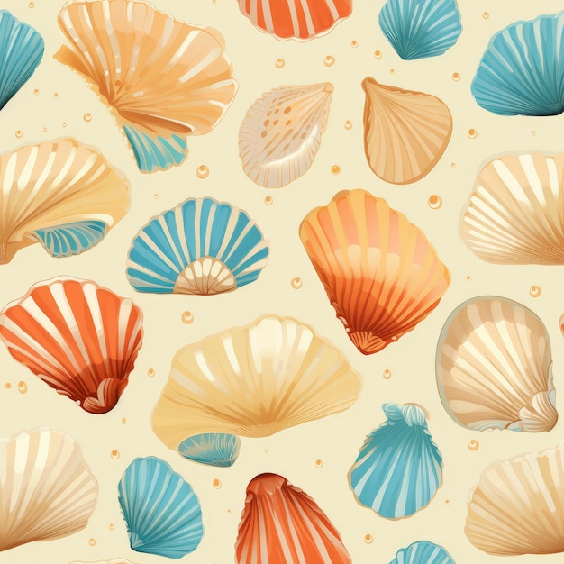 Shells creative seamless pattern Pastel season Generate Ai