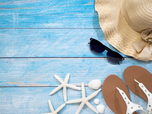 Shells, starfish, hats. Holiday ideas