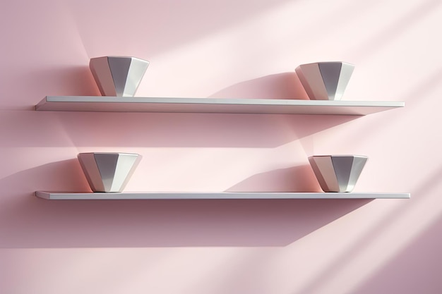 shelves against a pink background