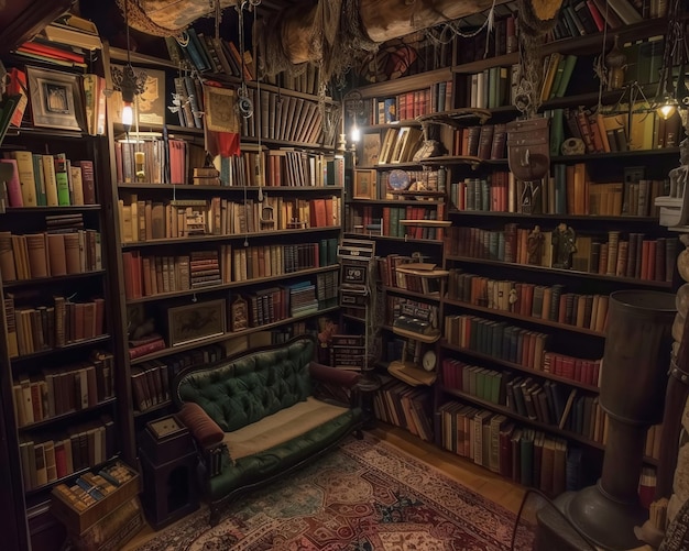 Shelves brimming with spellbooks and tales of old the room hums with magic each corner shrouded in mystery