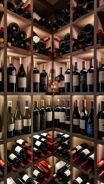 Shelves with wine bottles