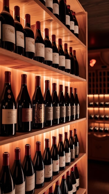 Shelves with wine bottles