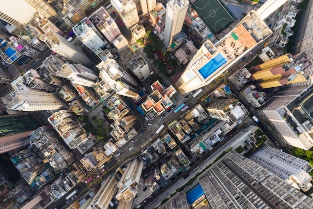 Sheung Wan, Hong Kong, 02 October 2018:- Top view of Building in Hong Kong