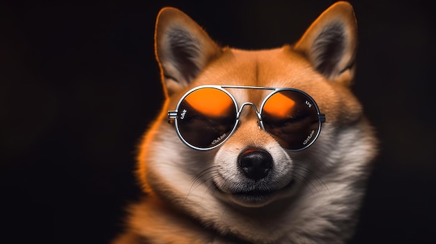 Shiba Inu Wearing Sunglasses Beautiful Dog