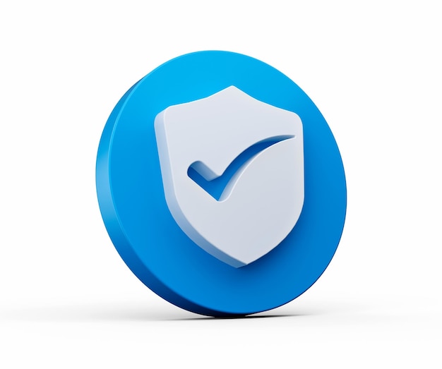 Shield check mark icon 3d illustration Security guaranteed icon