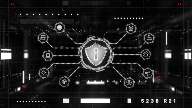 Shield Icon Cyber Security Technology Digital Data Protection Future Background