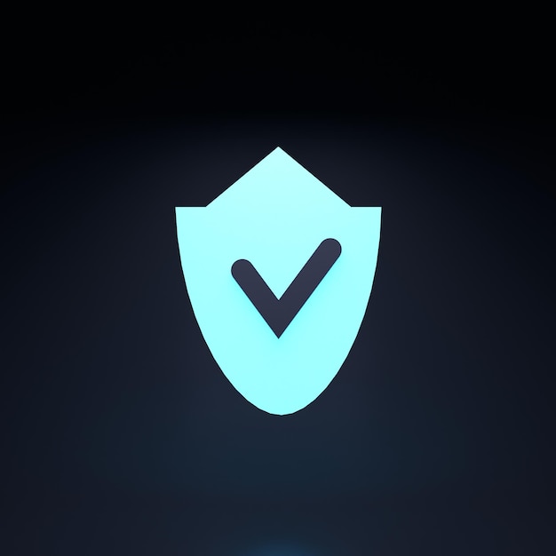 Shield icon Protection concept 3d render illustration