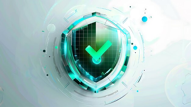 Photo shield security protection safety technology icon symbol cyberspace checkmark illustration