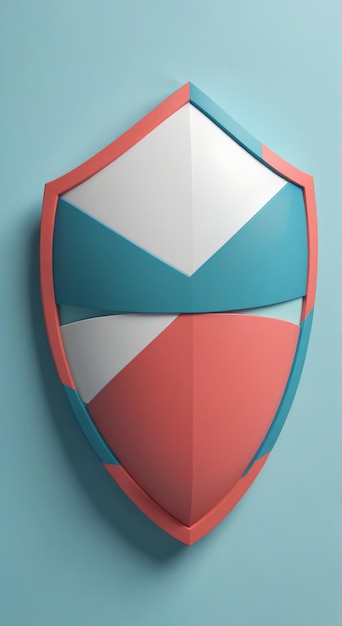 Photo a shield with a blue and red shield on it