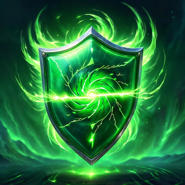 a shield with a green background that says  green