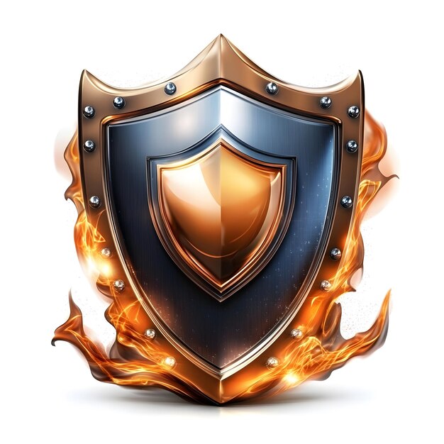 a shield with a shield that says fire on it