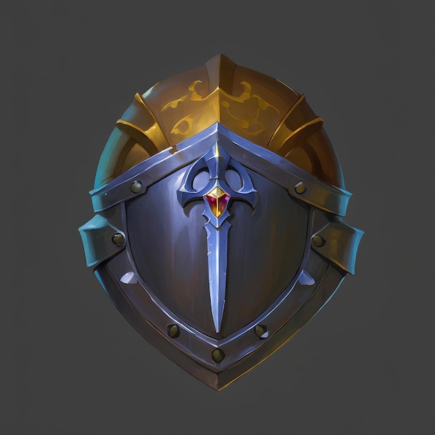 Photo a shield with a sword and a shield with a shield on it