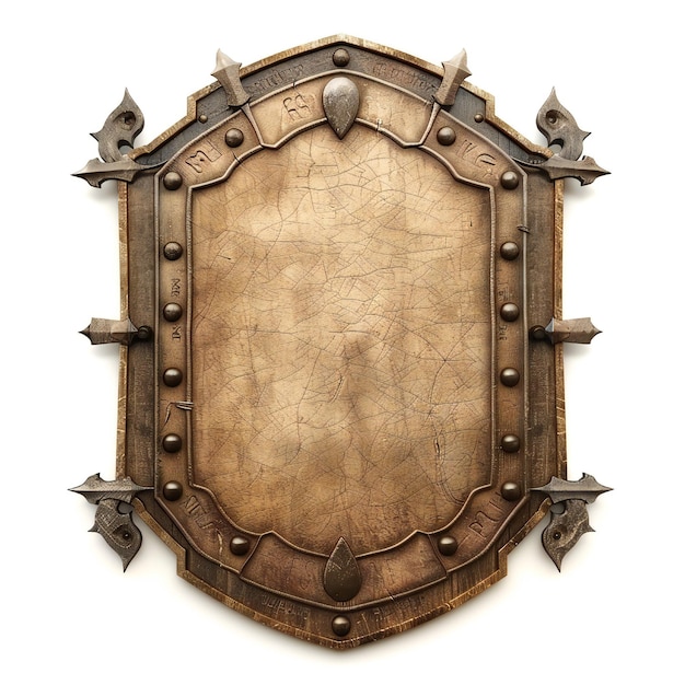 Photo a shield with a wooden frame that says  no  on it