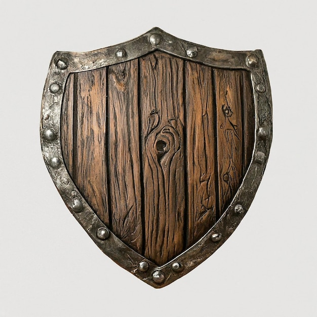 Photo a shield with a wooden shield that saysaon it