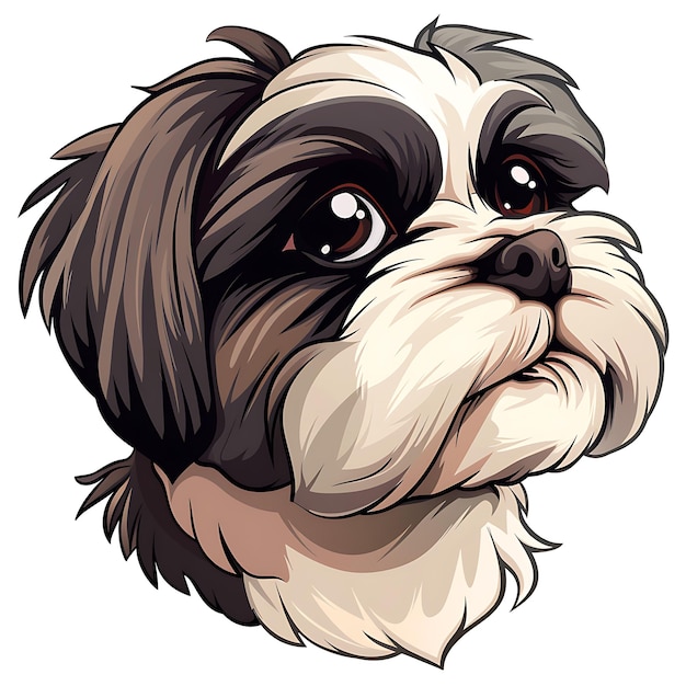 Photo shih tzu dog logo clear lines emblem symbol sign mascot portrait illustration for design