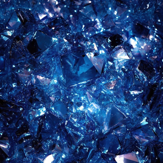 Photo shimmering crystal texture with bright sapphire sparkle