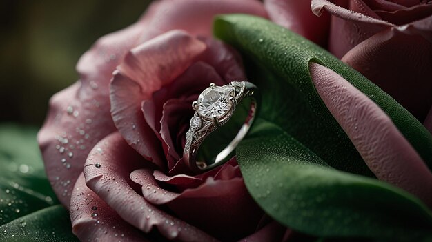 Photo shimmering diamond engagement ring glistening in the light