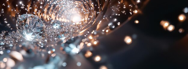 Photo shimmering diamonds and crystals under lights in a tunnellike structure