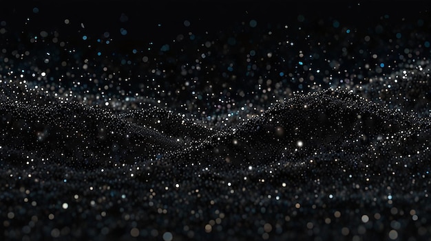 Shimmering glitter particles float in soft luminous waves