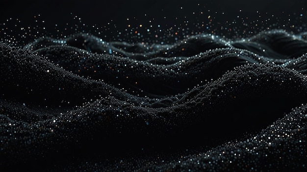 Shimmering glitter particles float in soft luminous waves