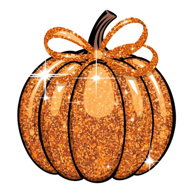 Photo a shimmering orange pumpkin decorated like a disco ball features a glittery orange bow on top