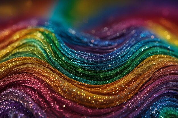 Shimmering rainbow glitter waves with a flowing motion effect