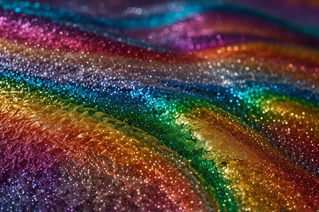 Shimmering rainbow glitter waves with a flowing motion effect