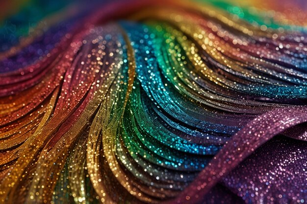 Photo shimmering rainbow glitter waves with a flowing motion effect