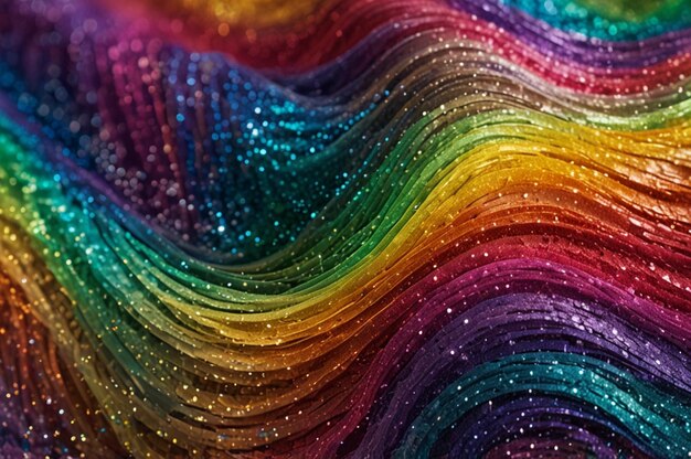 Shimmering rainbow glitter waves with a flowing motion effect