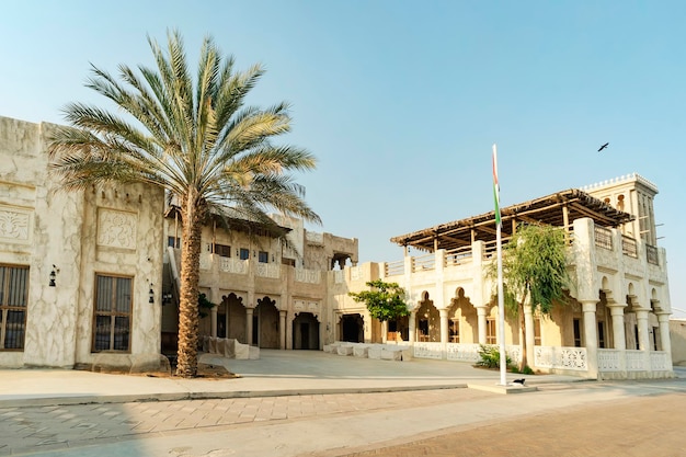 Shindagha historic district in Dubai Creek neighbourhood is a popular tourist and sightseeing attraction in UAE Old Dubai