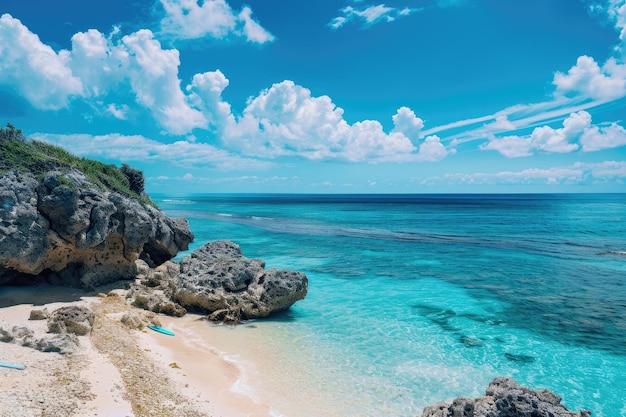 Shining Blue Sea and Sky on a Summer Day in Okinawa