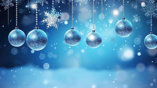 Shining colorful baubles on background with christmas tree branches and stars