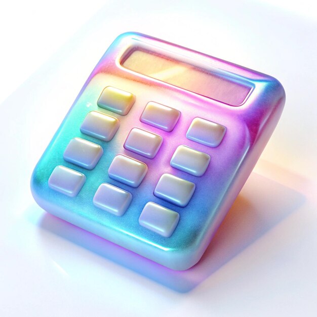 Photo shiny 3d plastic calculator icon with detailed textures and vibrant colors