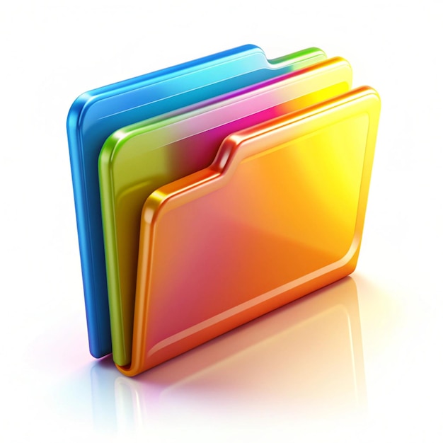 Photo shiny 3d plastic folder icon with smooth edges and vibrant colors