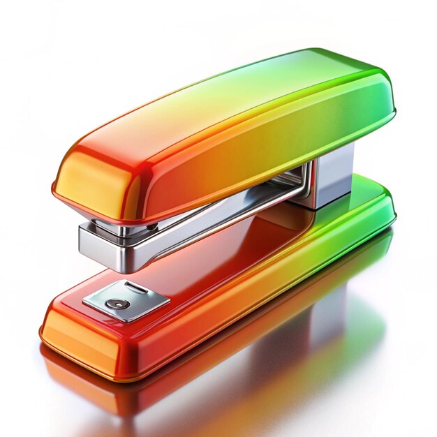 Photo shiny 3d plastic stapler icon with detailed textures and vibrant colors