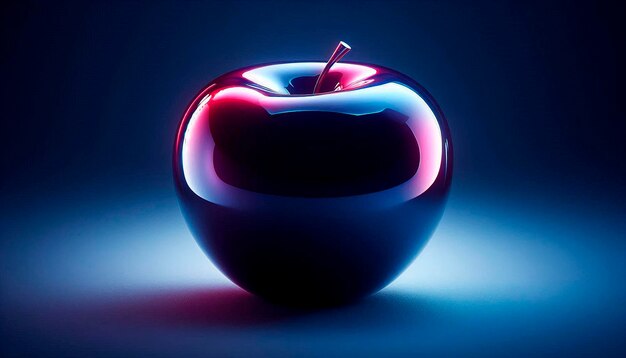 Photo a shiny apple is on a blue background