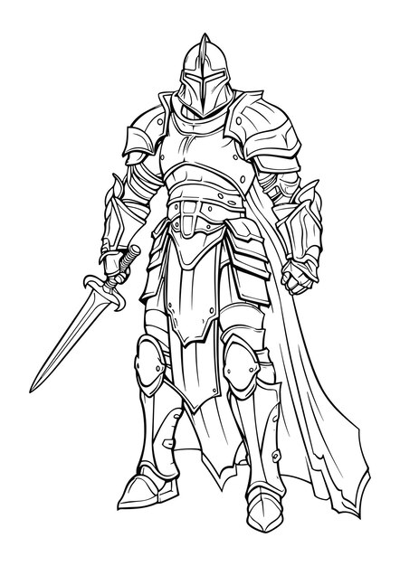 Photo shiny armor knight coloring pages monochrome fantasy art