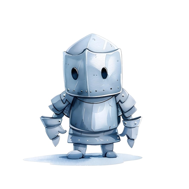 Shiny Armored Toy Knight in Whimsical Watercolor Art Style