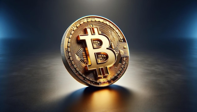 Shiny Bitcoin Symbol on White Gradient Background